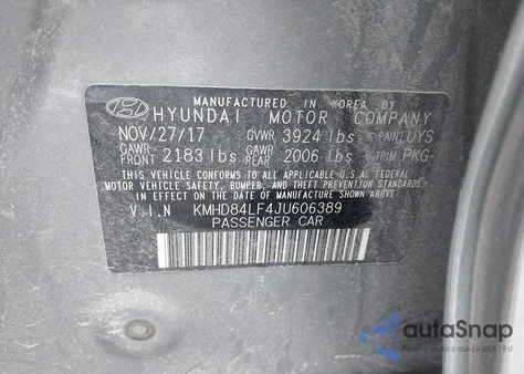 2018 Hyundai Elantra Value Edition из США, поврежденный, VIN KMHD84LF4JU606389